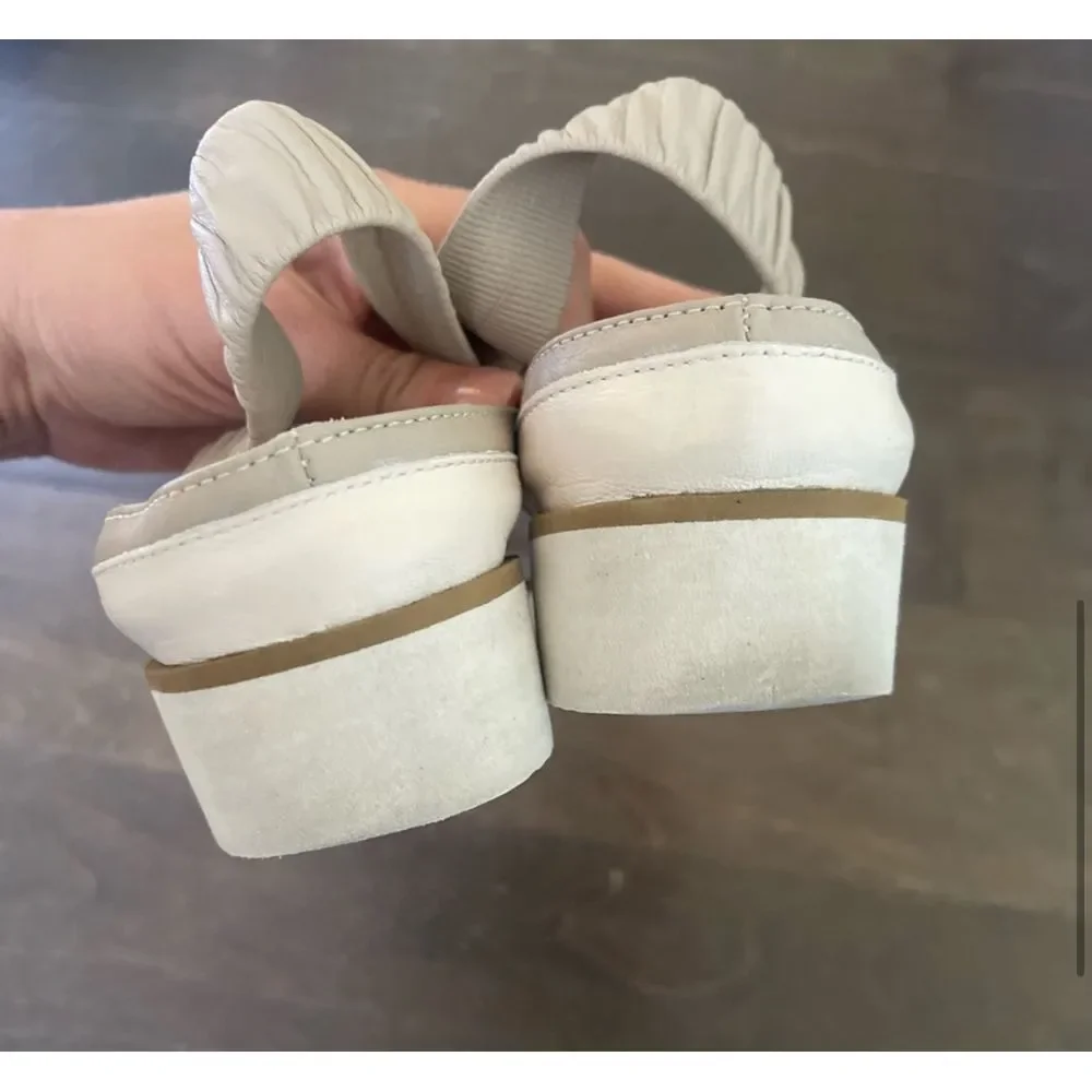 Women's Beige Slingback Platform Flats - Picture 5 of 10